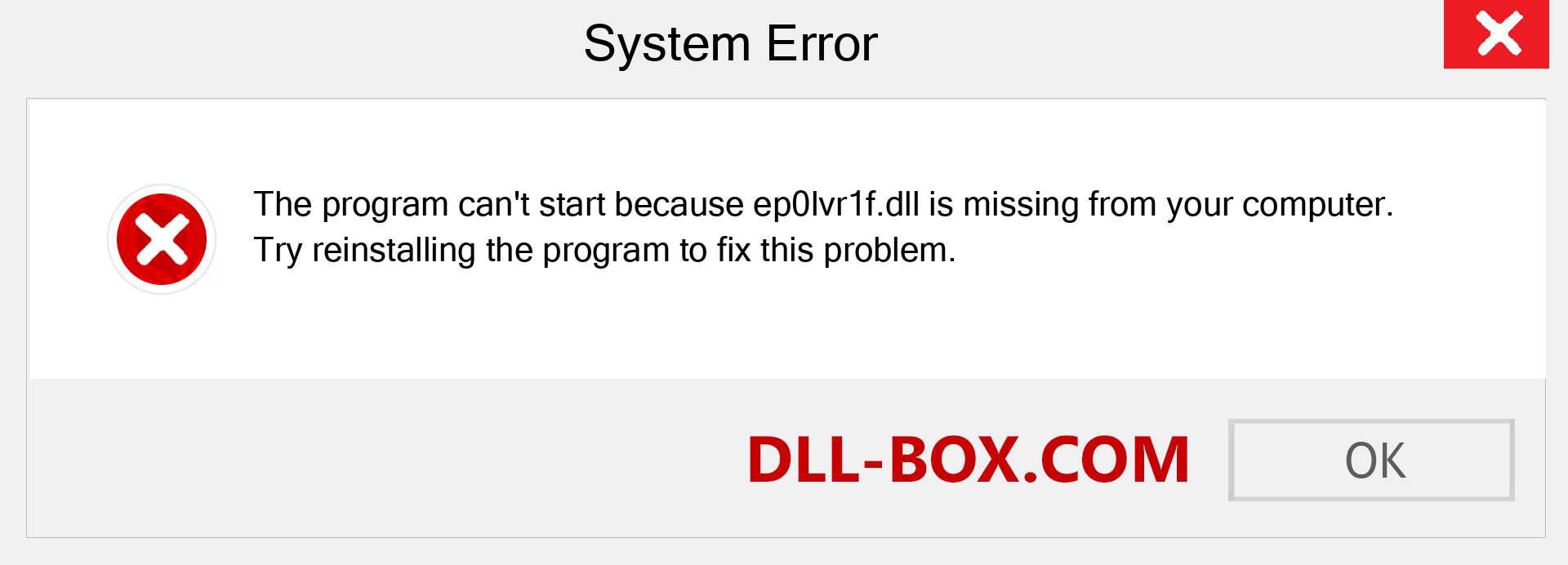  ep0lvr1f.dll file is missing?. Download for Windows 7, 8, 10 - Fix  ep0lvr1f dll Missing Error on Windows, photos, images